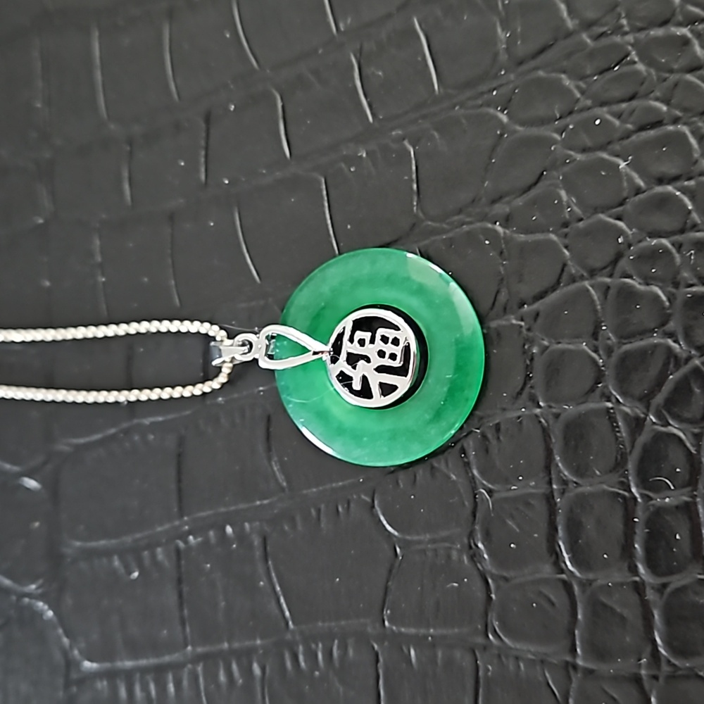 Jade Donut Lucky Pendant Necklace